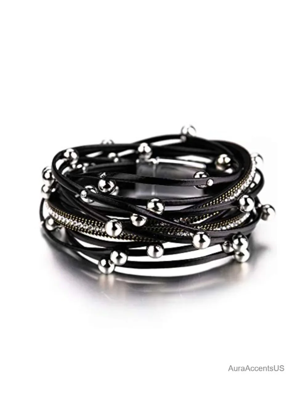 Faux Leather Wrap Bracelet for Women Boho Western Layered Jewelry